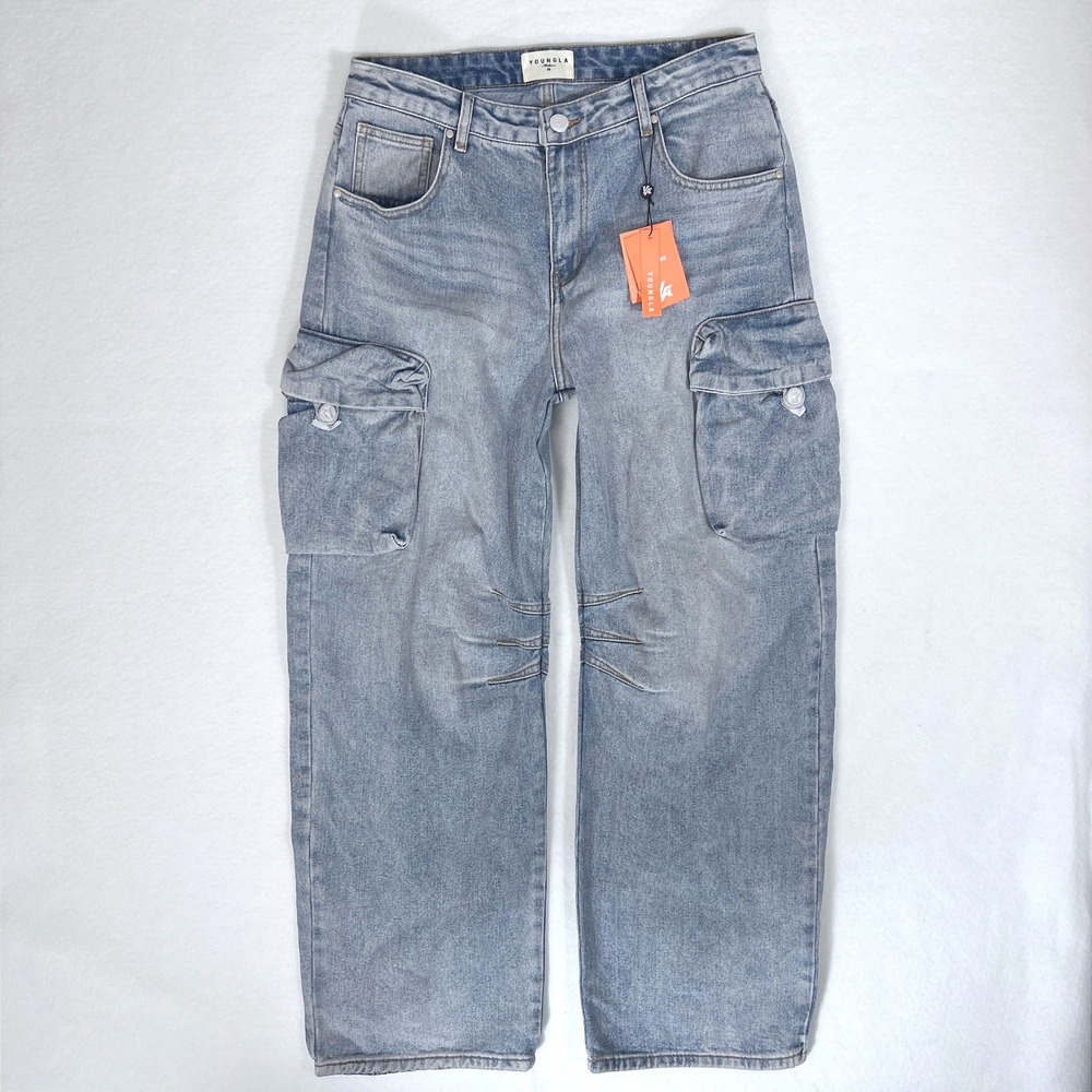 YoungLA 6012 Jeans Baggy M Cargo NWT 32 Wide Leg 90s Y2K Sk8 Gorpcore Streetwear